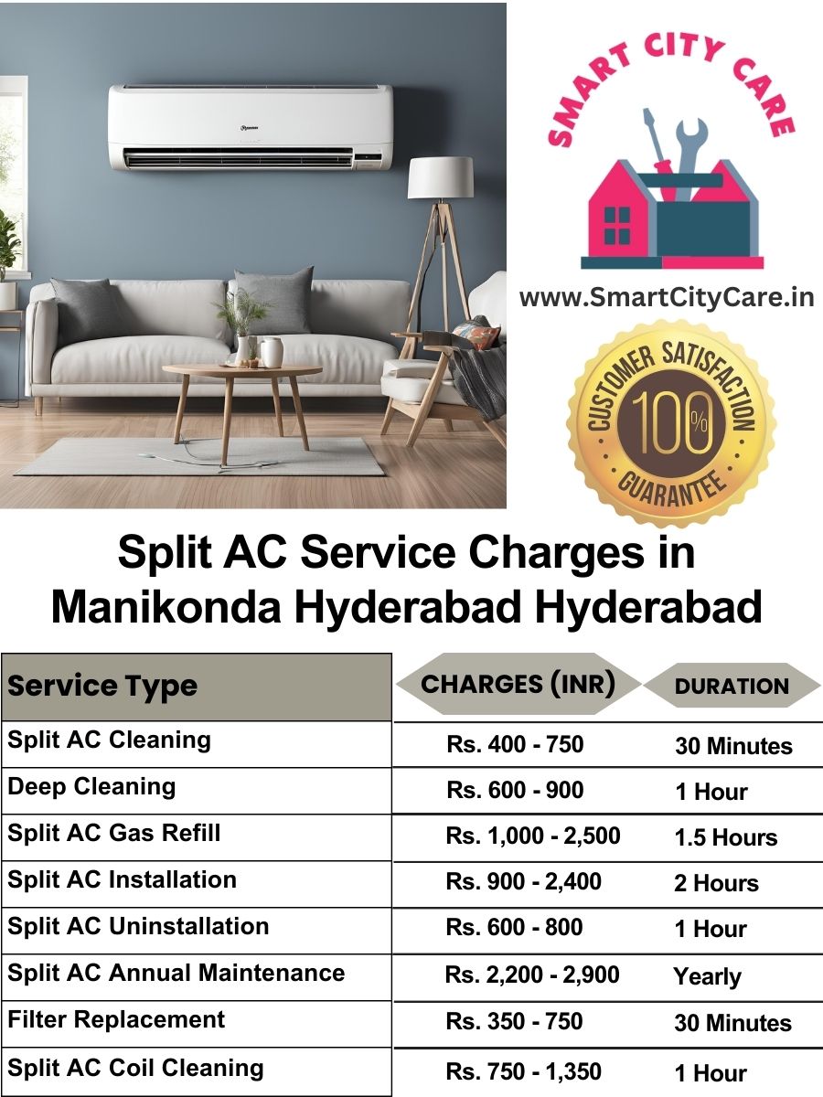 Split AC Service cost list in  Manikonda, hyderabad, Hyderabad