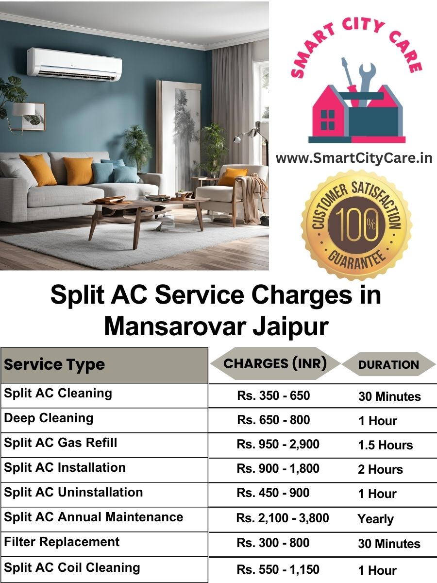 Split AC Service cost list in  Mansarovar, Jaipur