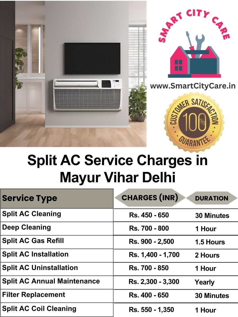 Split AC Service cost list in  Mayur Vihar, Delhi