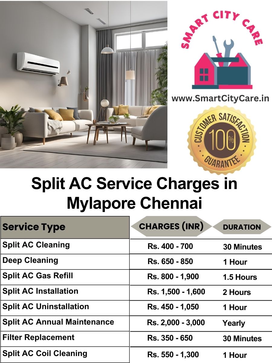 Split AC Service cost list in  Mylapore, Chennai