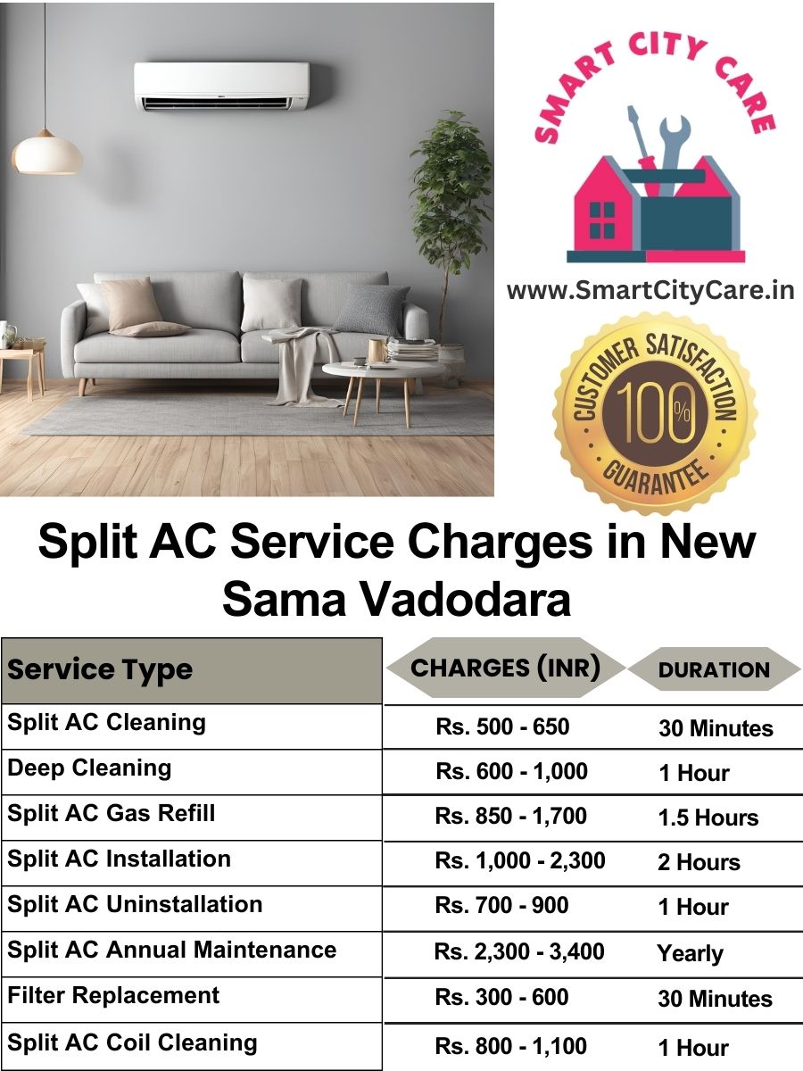 Split AC Service cost list in  New Sama, Vadodara