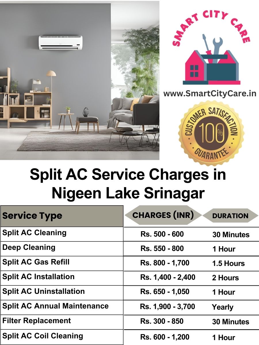 Split AC Service cost list in  Nigeen Lake, Srinagar