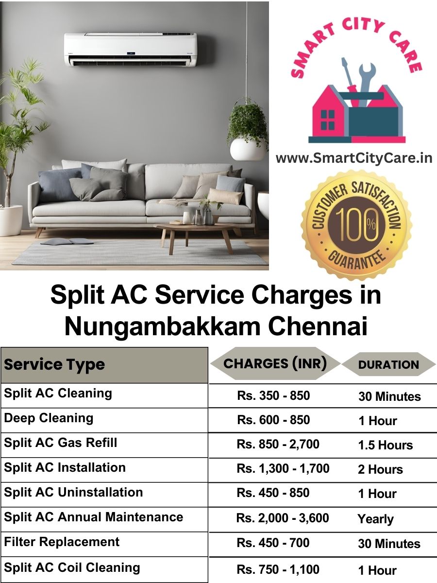 Split AC Service cost list in  Nungambakkam, Chennai