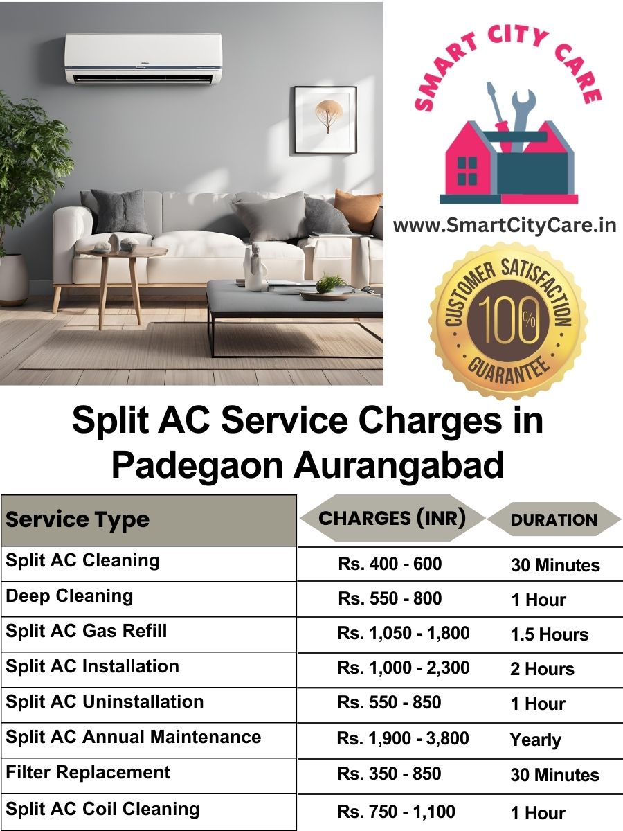 Split AC Service cost list in  Padegaon, Aurangabad