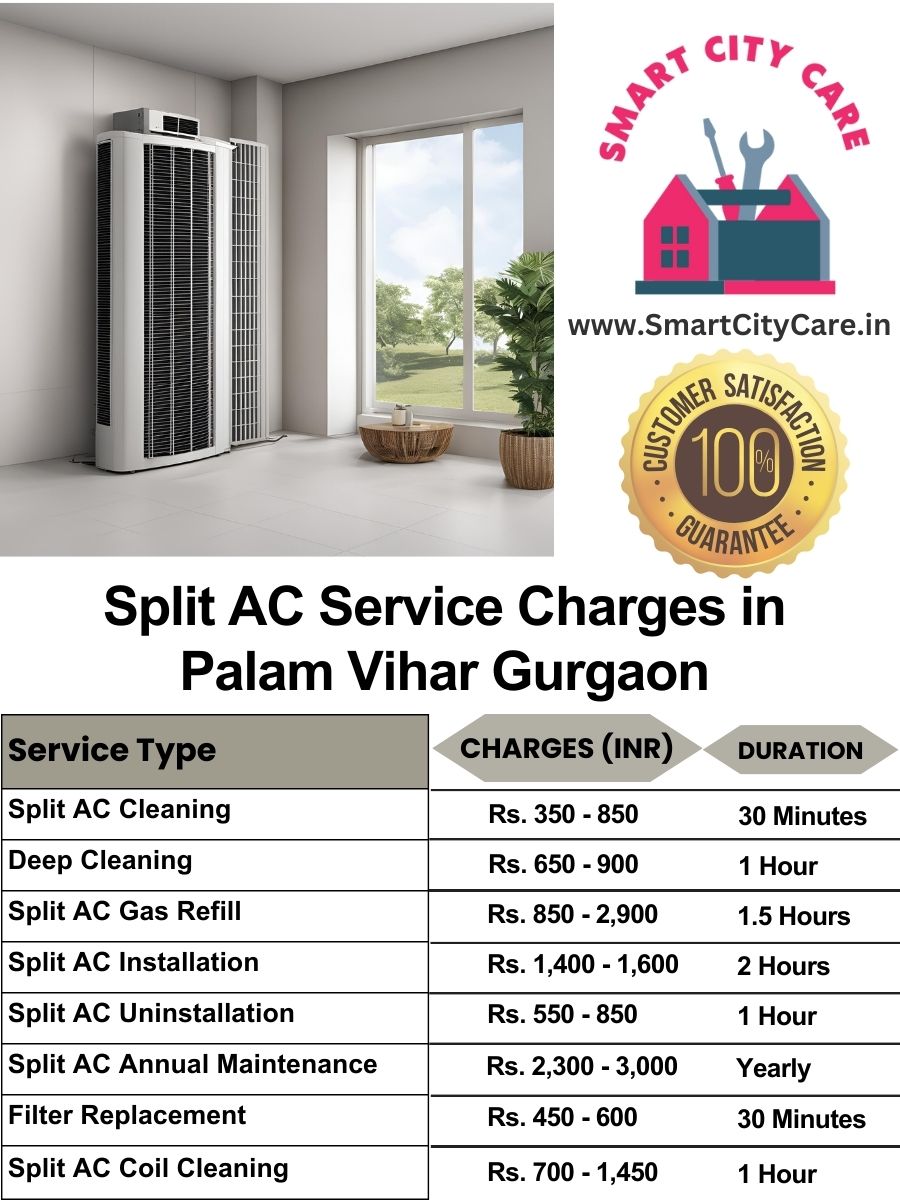 Split AC Service cost list in  Palam Vihar, Gurgaon