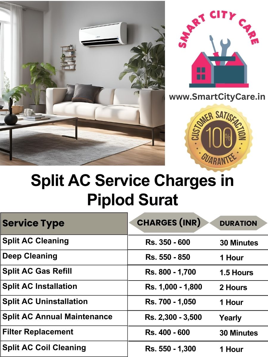 Split AC Service cost list in  Piplod, Surat