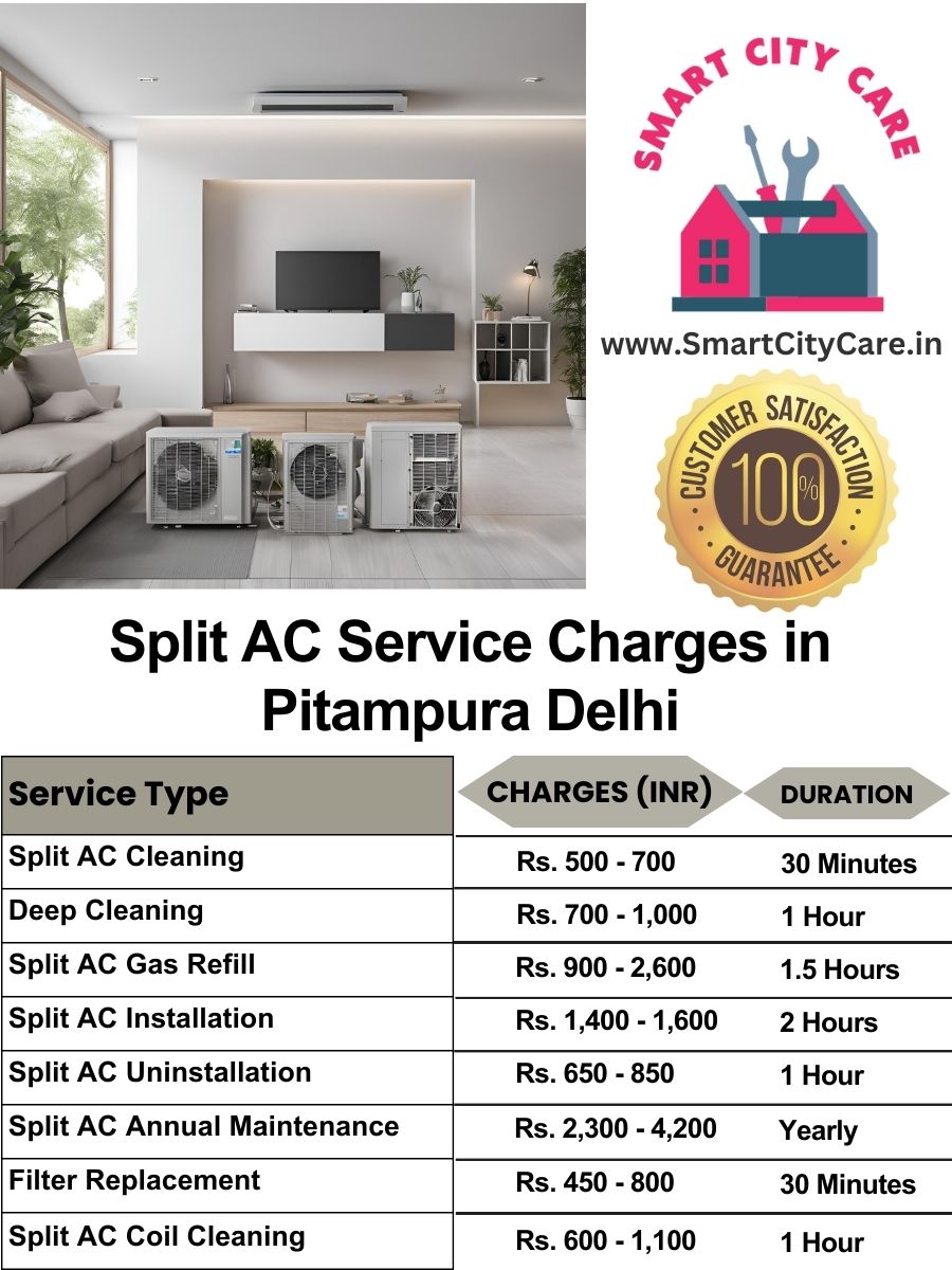 Split AC Service cost list in  Pitampura, Delhi