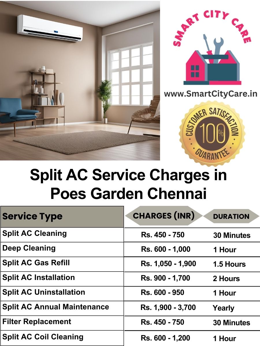 Split AC Service cost list in  Poes Garden, Chennai