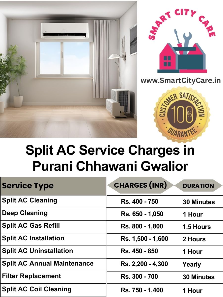 Split AC Service cost list in  Purani Chhawani, Gwalior