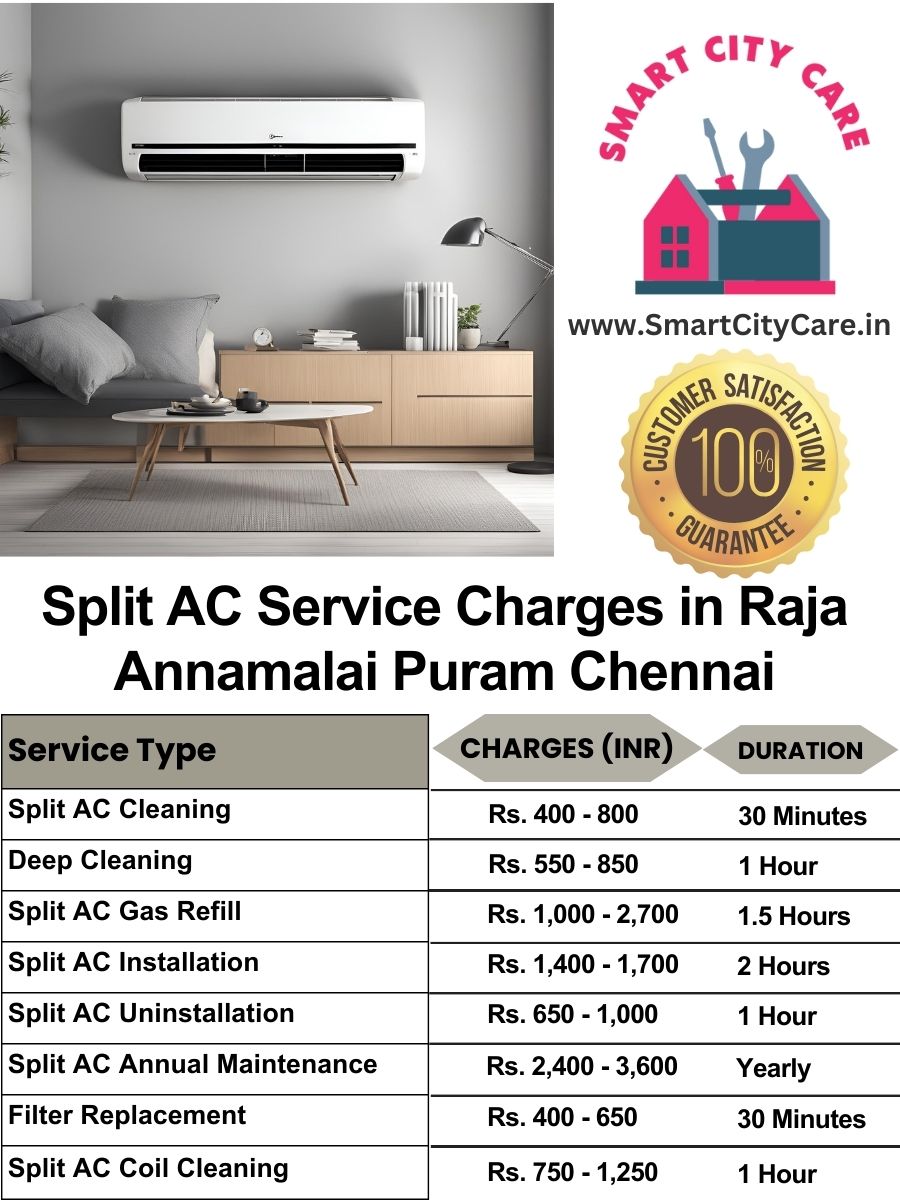 Split AC Service cost list in  Raja Annamalai Puram, Chennai