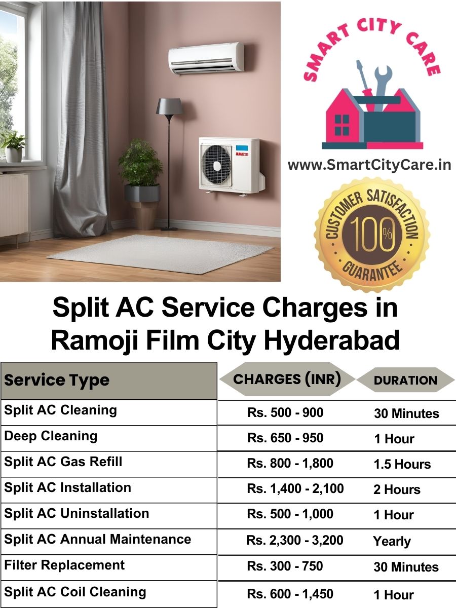 Split AC Service cost list in Ramoji Film City, Hyderabad