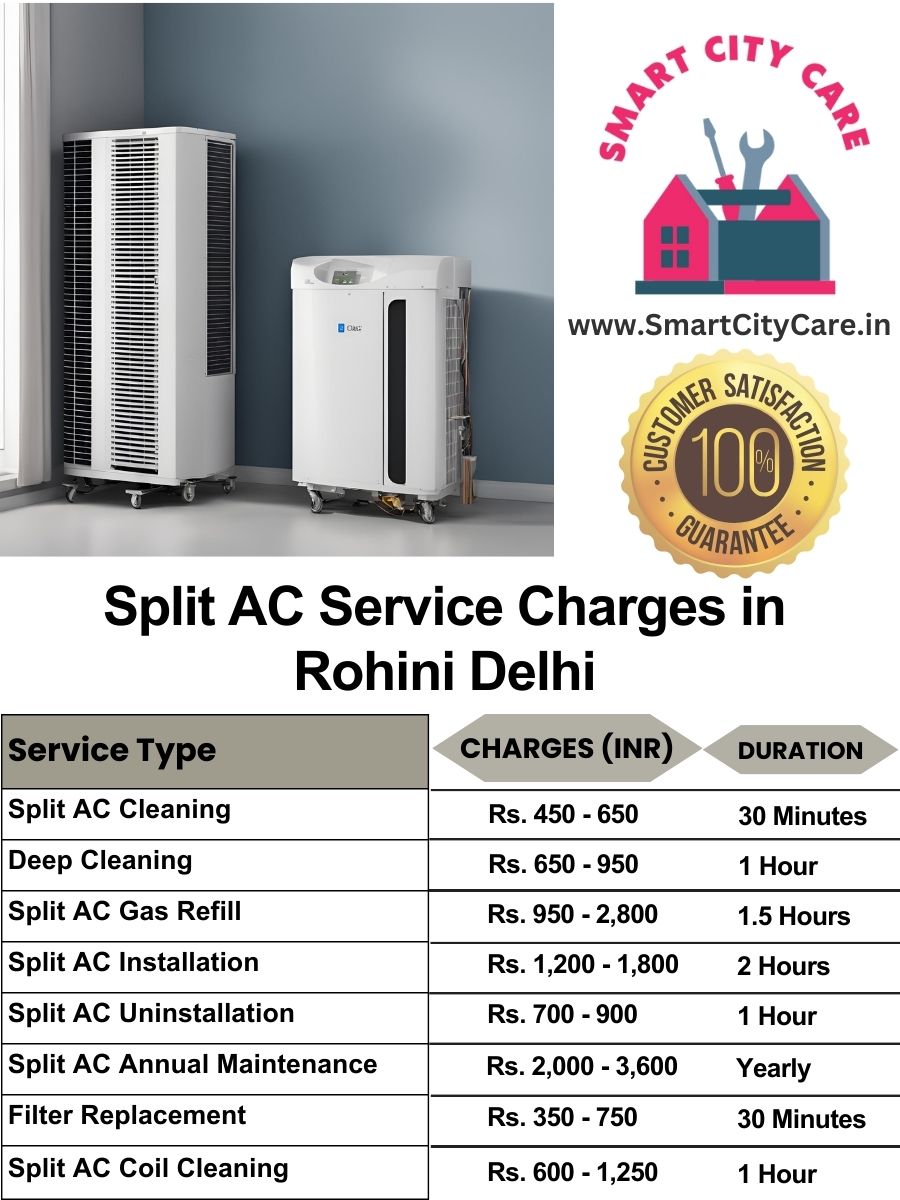 Split AC Service cost list in  Rohini, Delhi