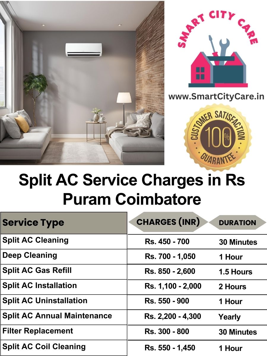 Split AC Service cost list in  RS Puram, Coimbatore