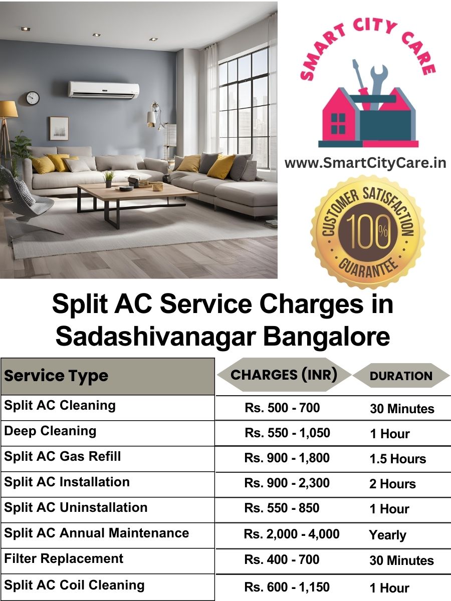 Split AC Service cost list in  Sadashivanagar, Bangalore