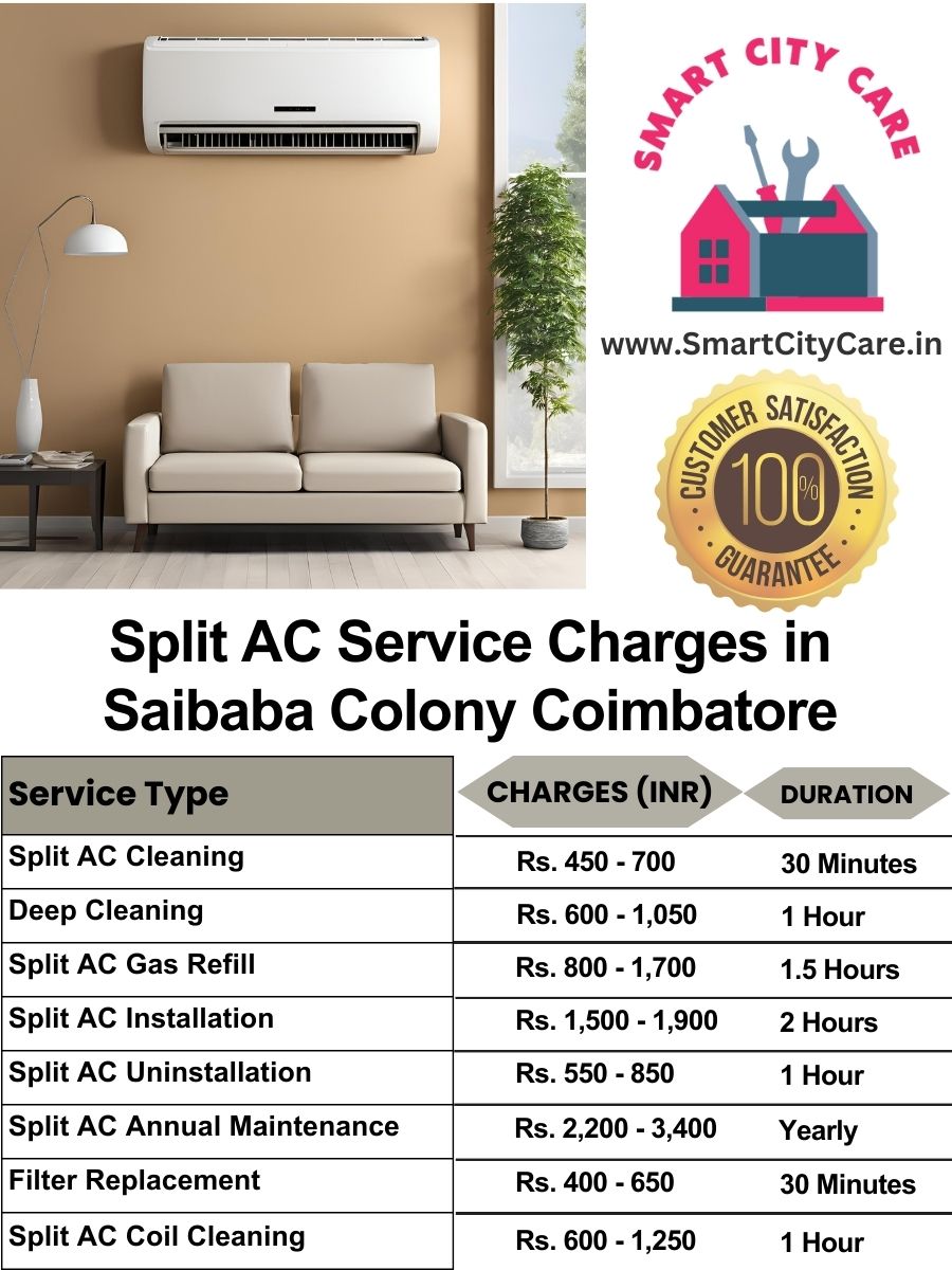 Split AC Service cost list in  Saibaba Colony, Coimbatore