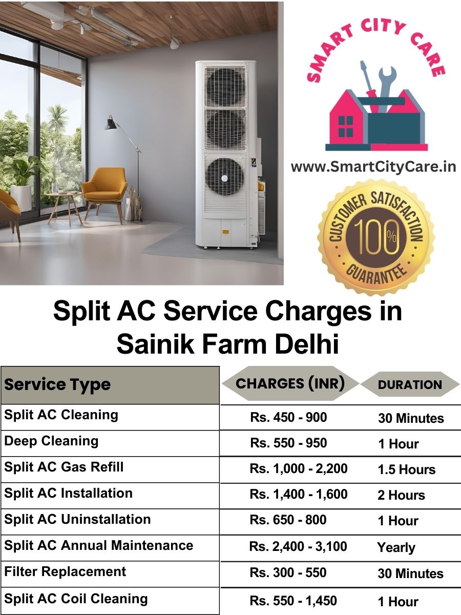 Split AC Service cost list in  Sainik Farm, Delhi