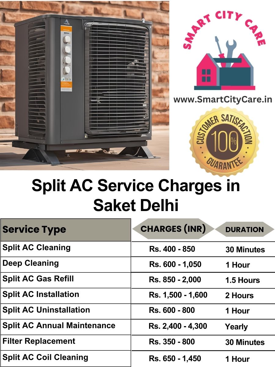 Split AC Service cost list in  Saket, Delhi