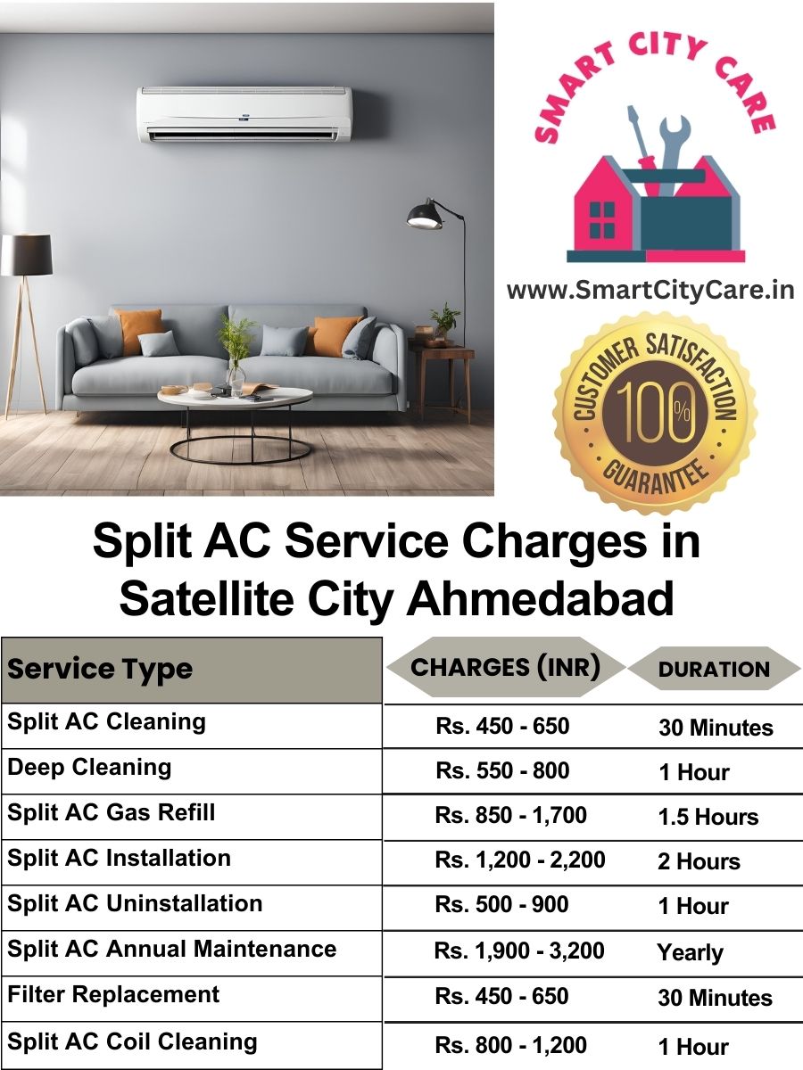 Split AC Service cost in Satellite City, Ahmedabad