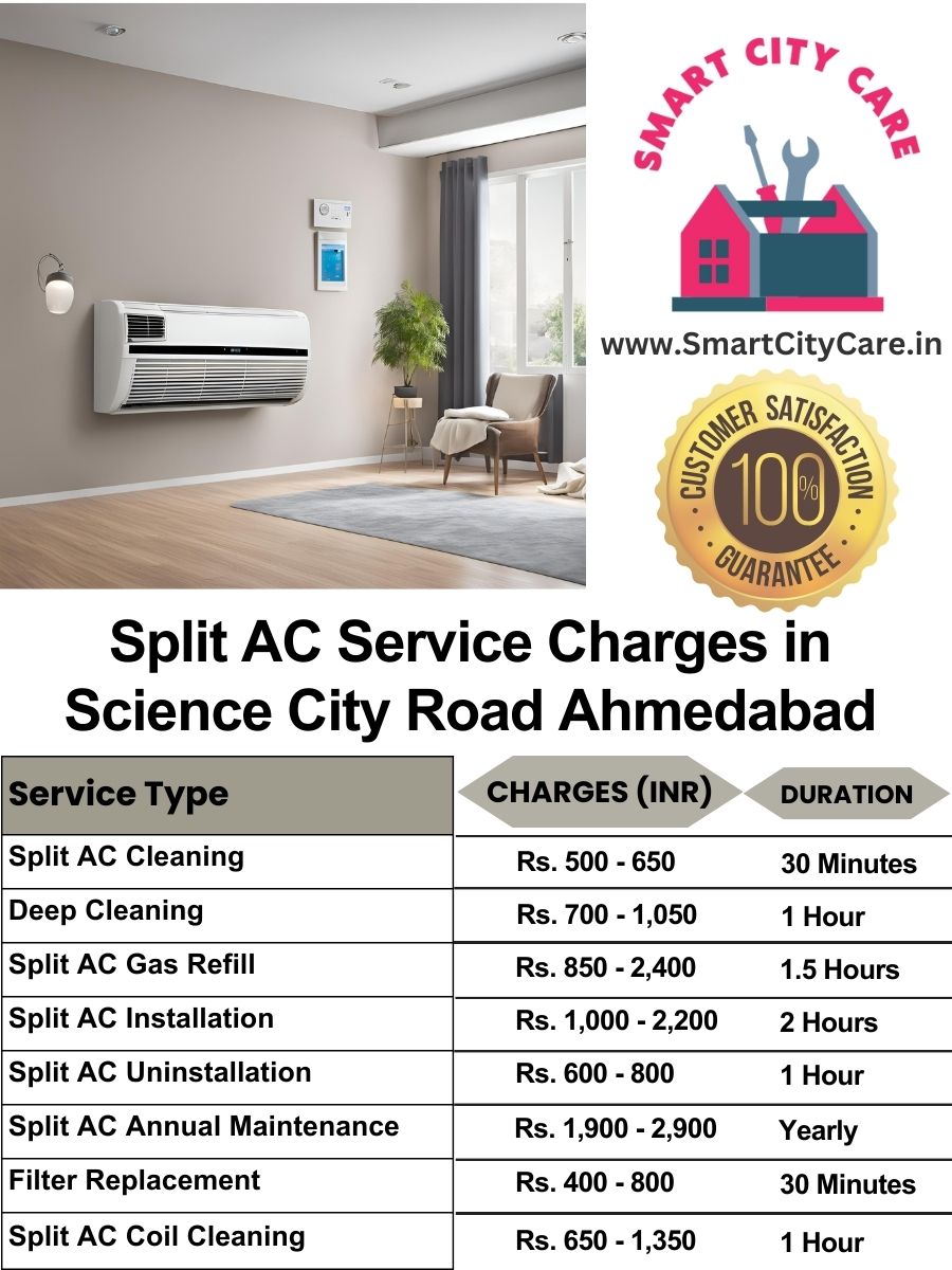 Split AC Service cost in Science City Road, Ahmedabad