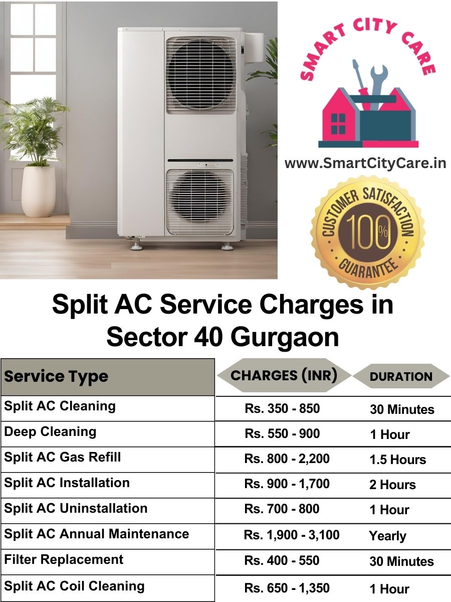 Split AC Service cost list in  Sector 40, Gurgaon