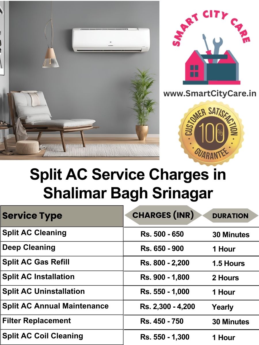 Split AC Service cost list in  Shalimar Bagh, Srinagar