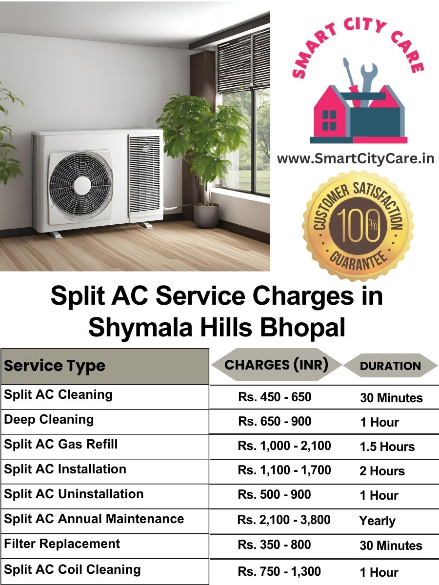 Split AC Service cost list in Shymala Hills, Bhopal