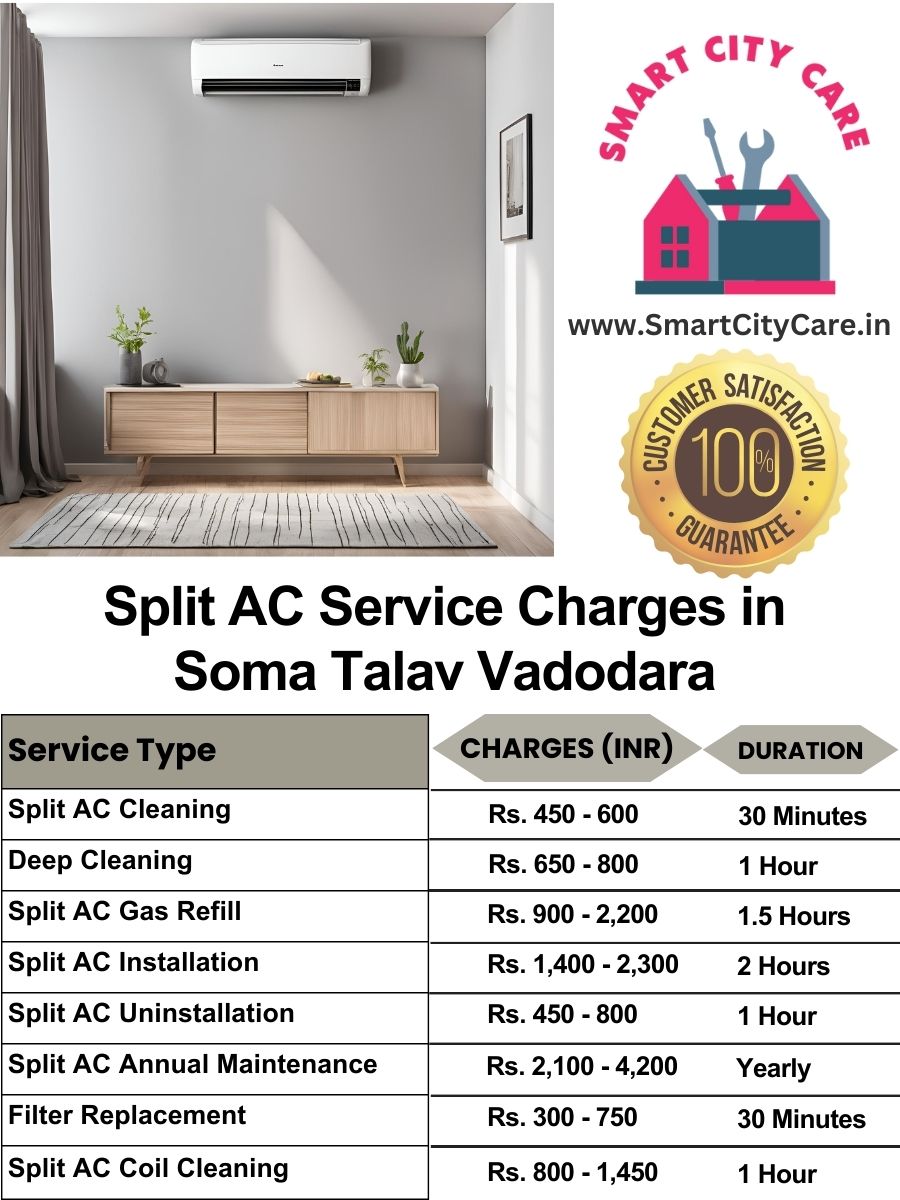 Split AC Service cost list in  Soma Talav, Vadodara