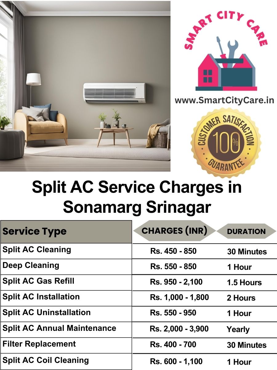 Split AC Service cost list in  Sonamarg, Srinagar