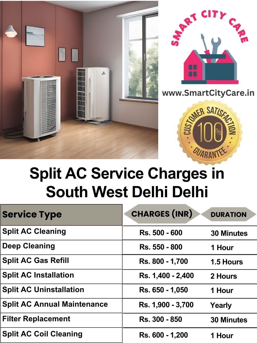 Split AC Service cost list in  South West Delhi, Delhi