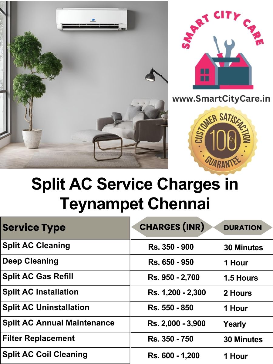 Split AC Service cost list in  Teynampet, Chennai