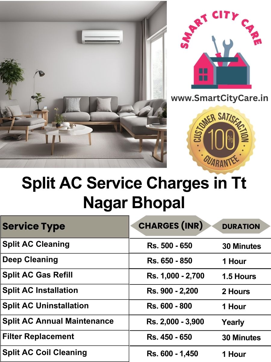 Split AC Service cost list in TT Nagar, Bhopal