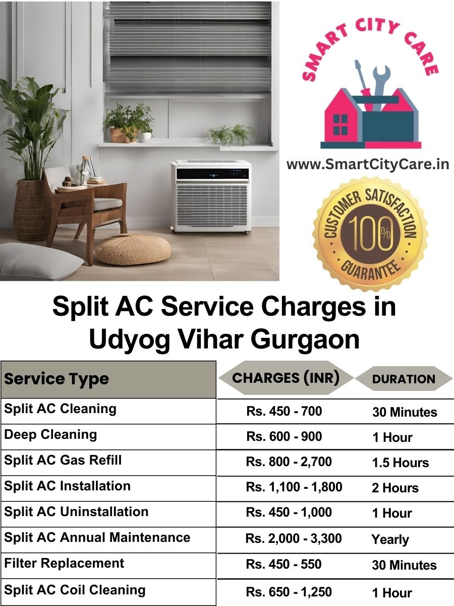 Split AC Service cost list in  Udyog Vihar, Gurgaon