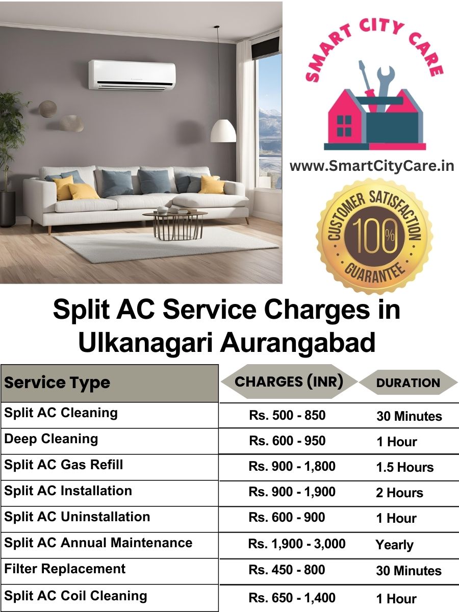 Split AC Service cost list in Ulkanagari, Aurangabad