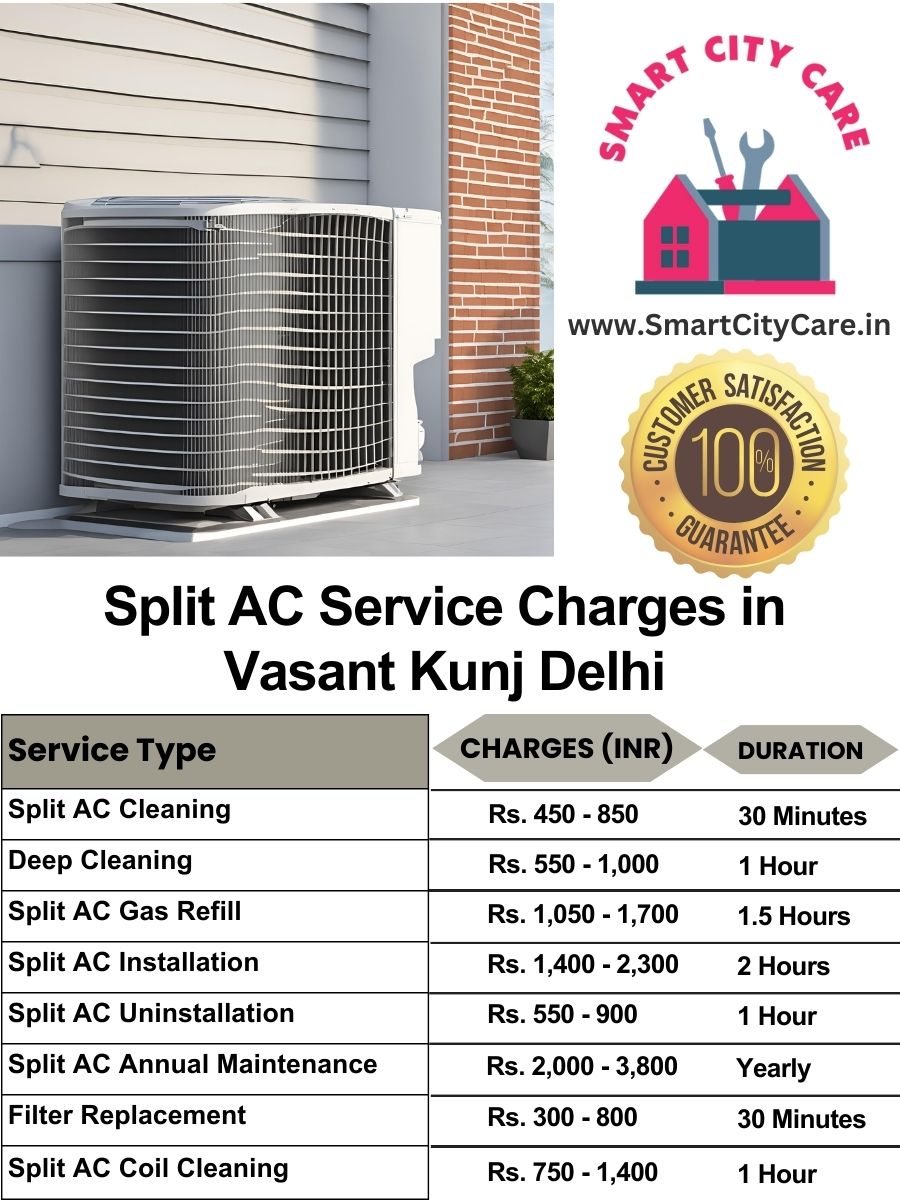 Split AC Service cost list in  Vasant Kunj, Delhi