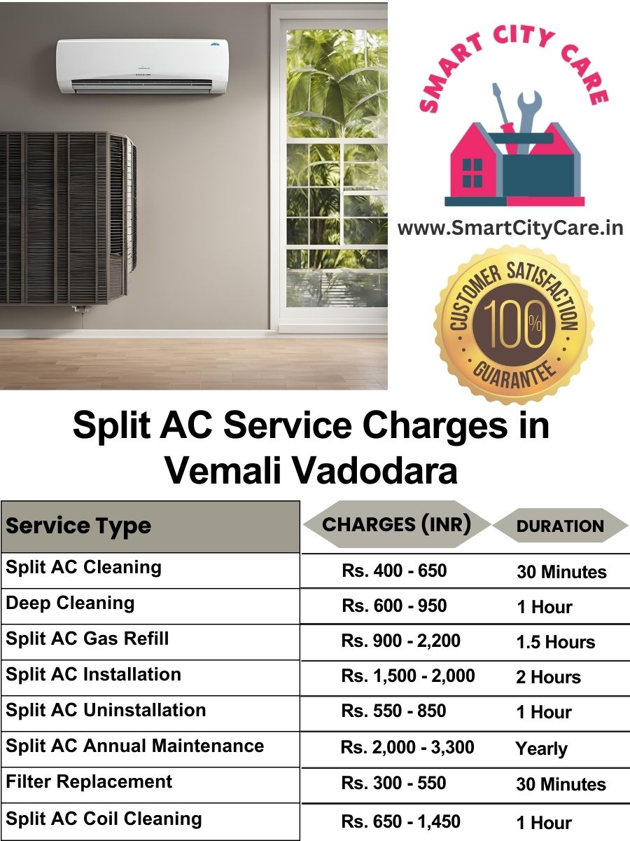 Split AC Service cost list in  Vemali, Vadodara