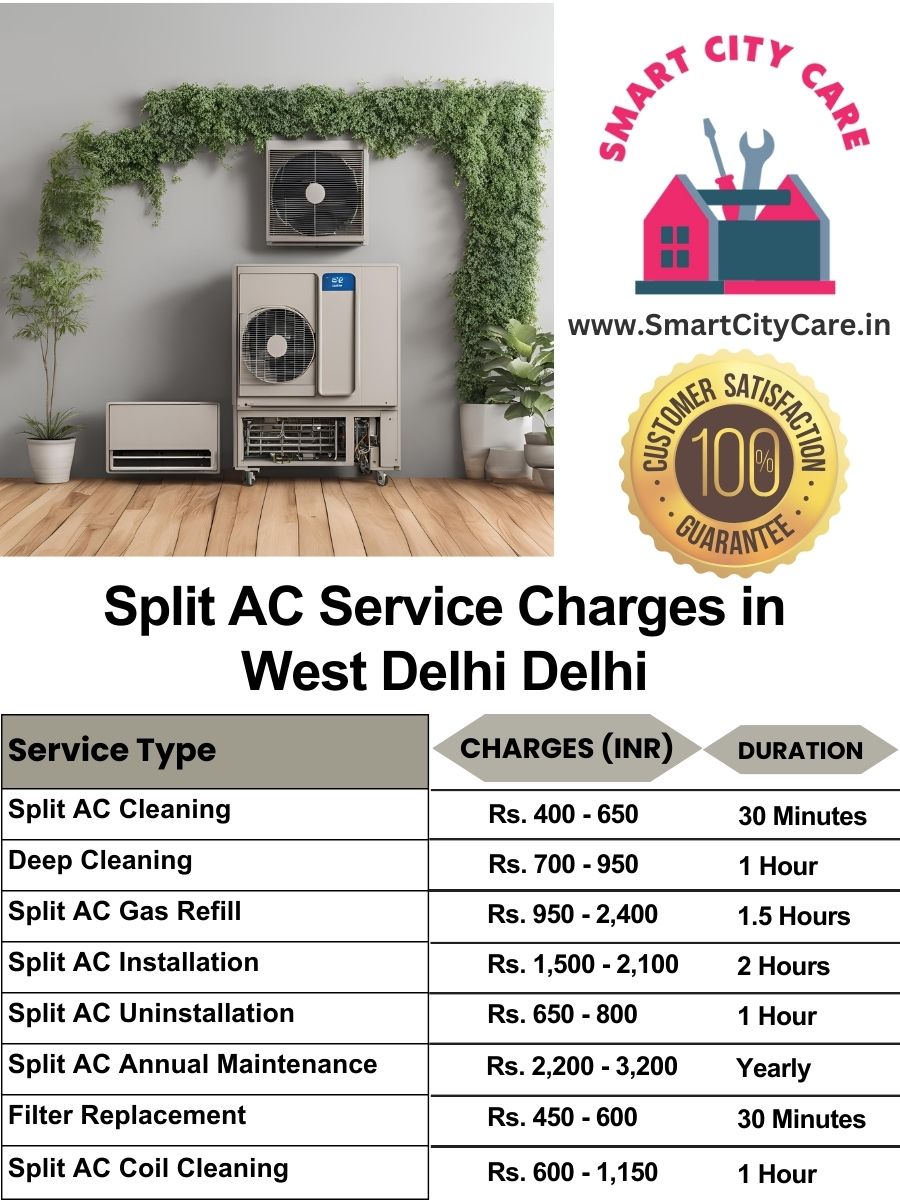 Split AC Service cost list in  West Delhi, Delhi