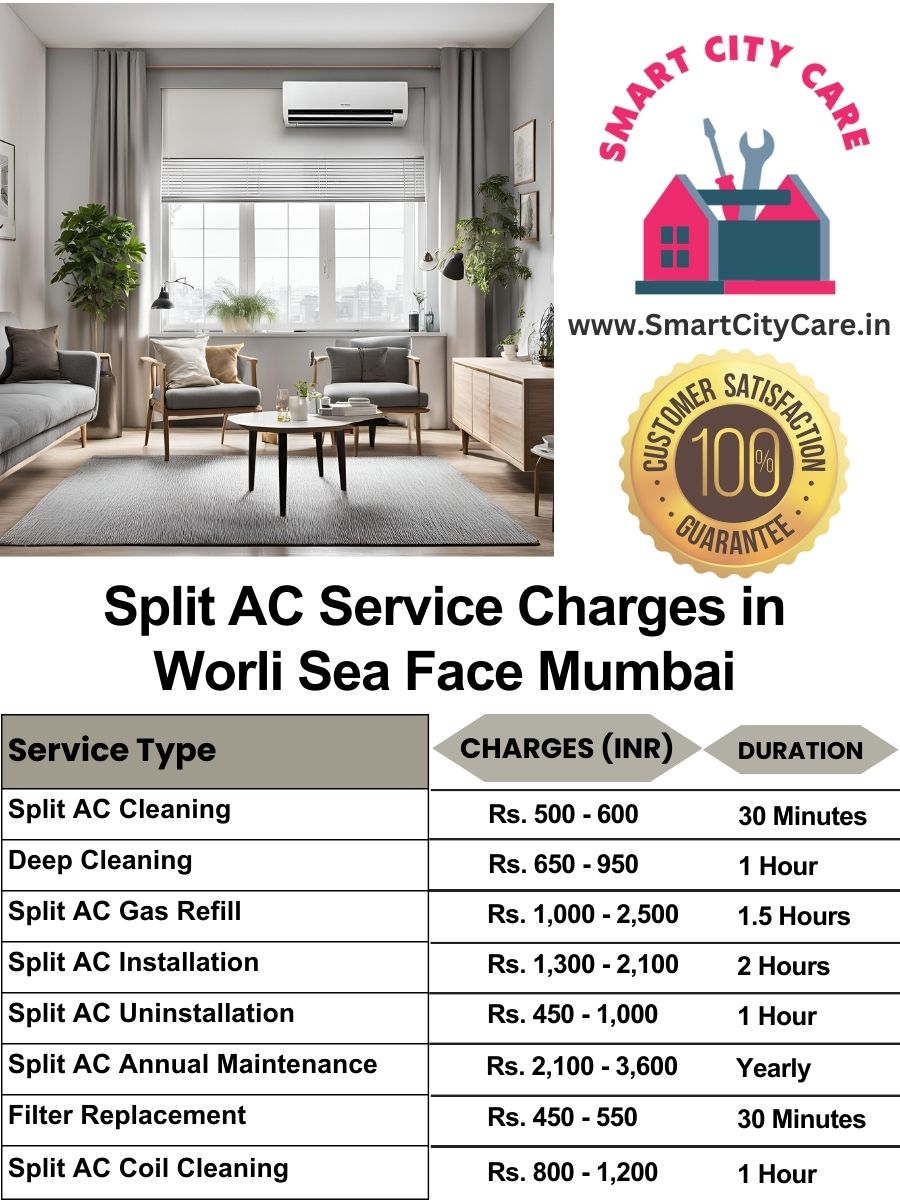 Split AC Service cost in Worli Sea Face, Mumbai