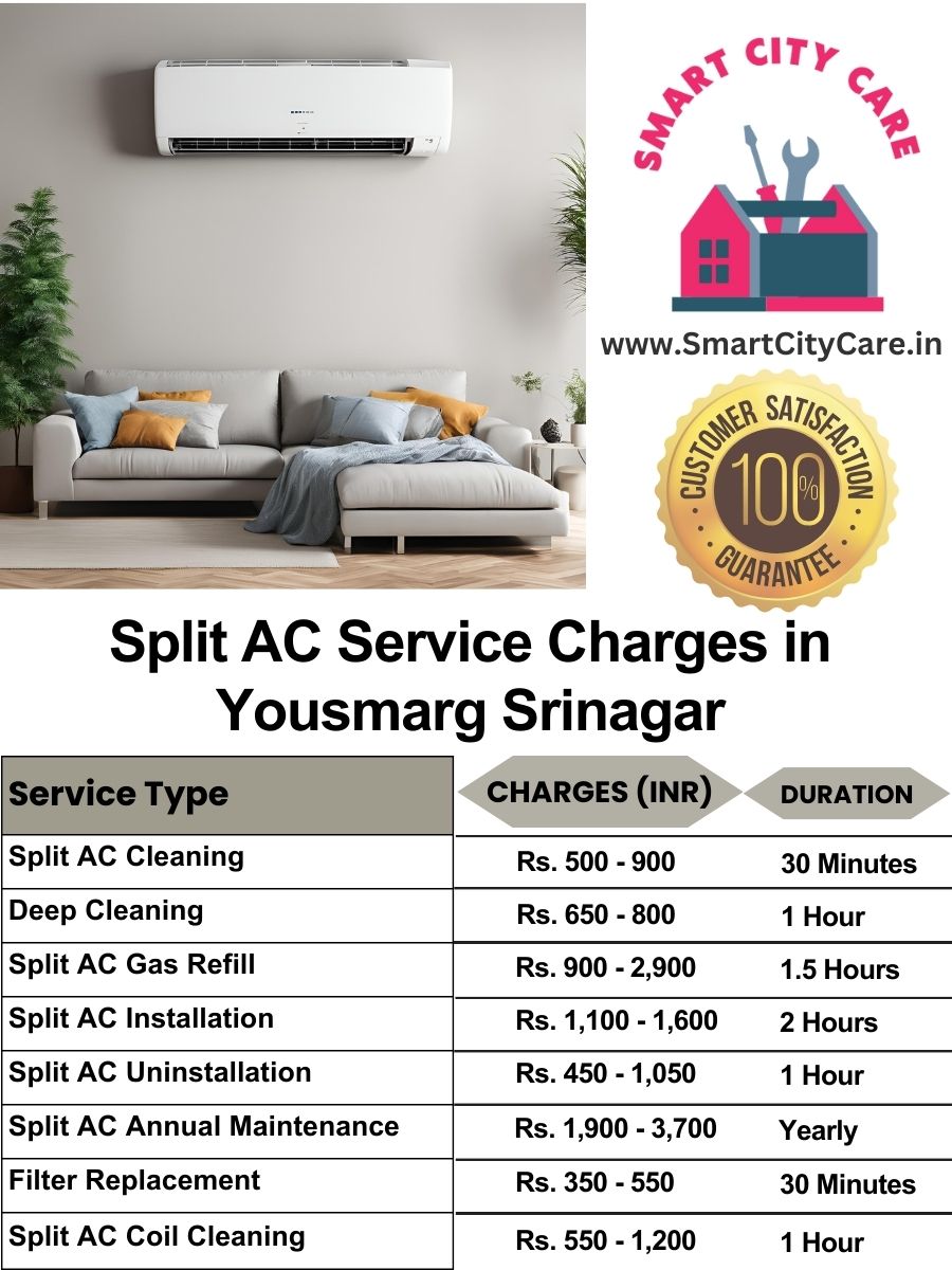 Split AC Service cost list in  Yousmarg, Srinagar