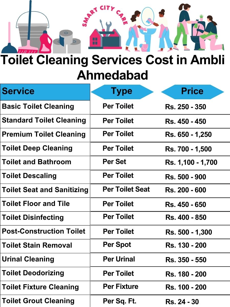 Toilet cleaning services price list in Ambli, Ahmedabad