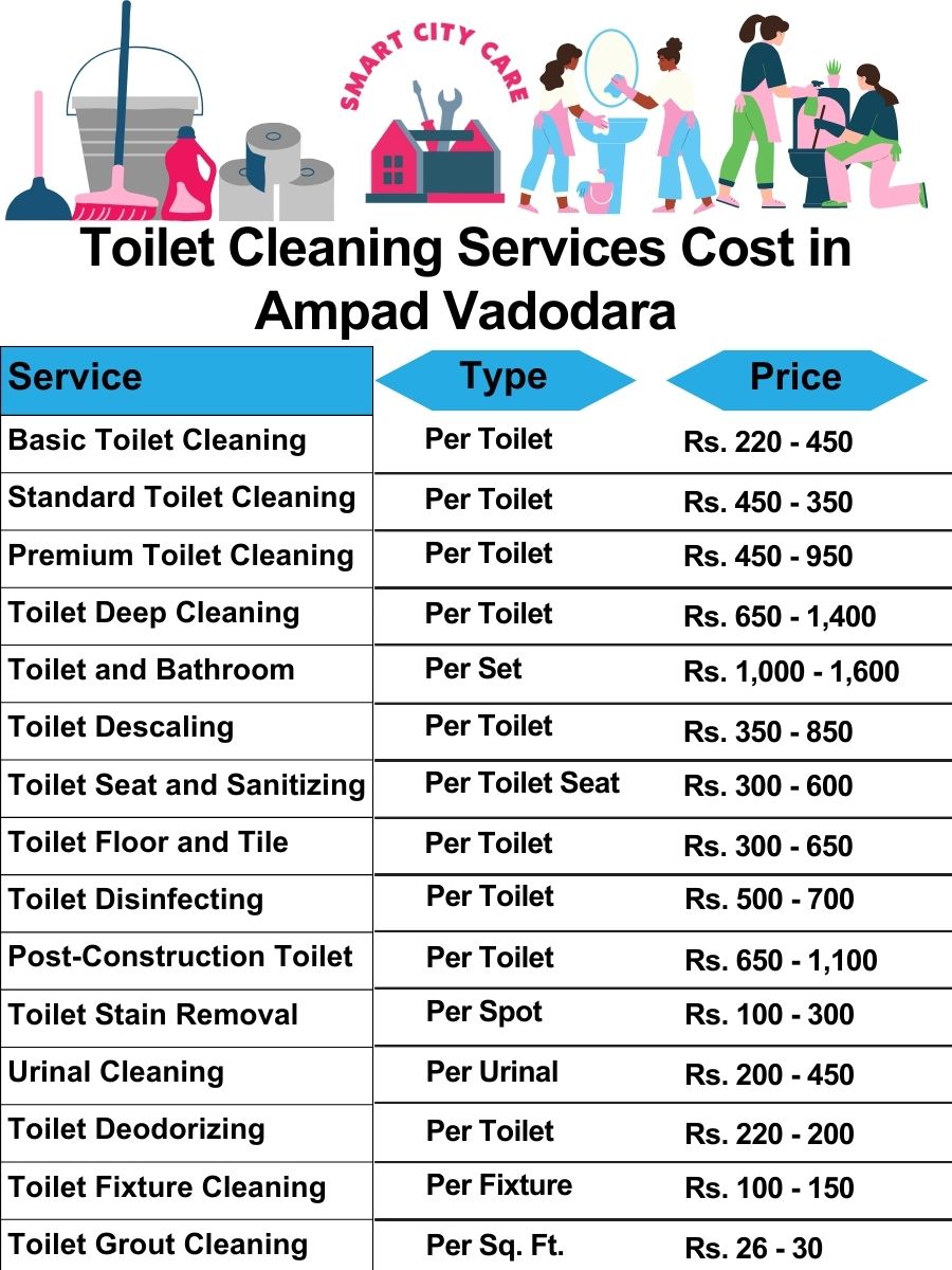 Toilet cleaning services price list in Ampad, Vadodara