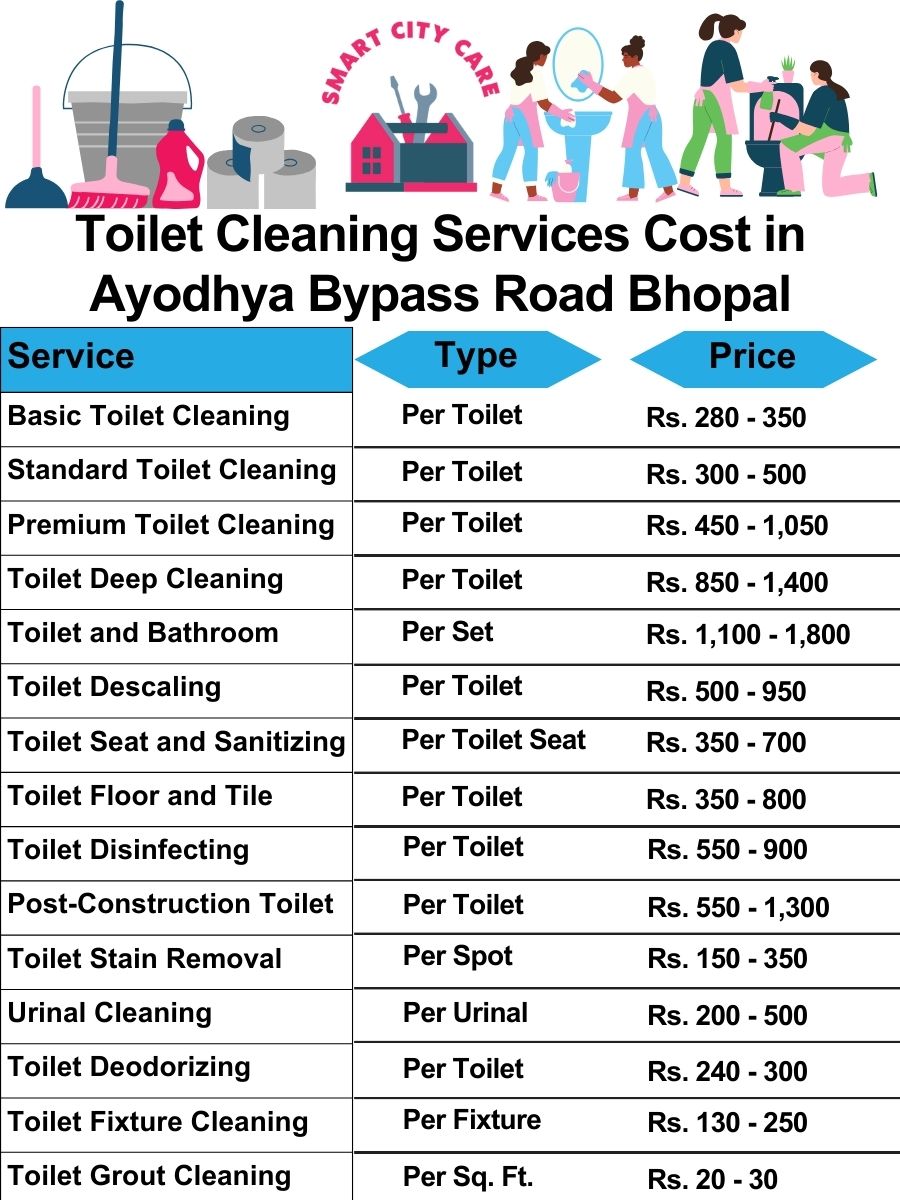Toilet cleaning services price list in Ayodhya Bypass Road, Bhopal