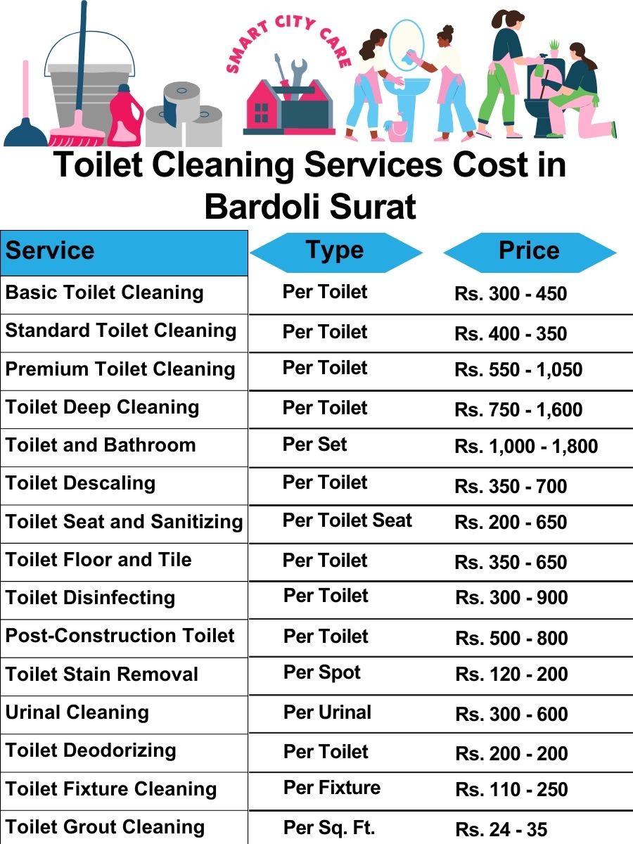 Toilet cleaning services price list in Bardoli, Surat