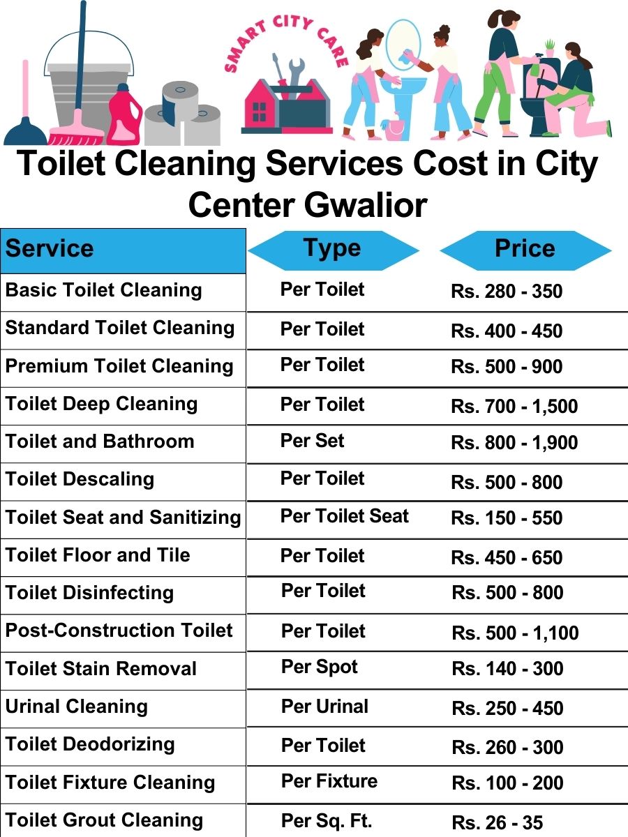 Toilet cleaning services price list in City Center, Gwalior