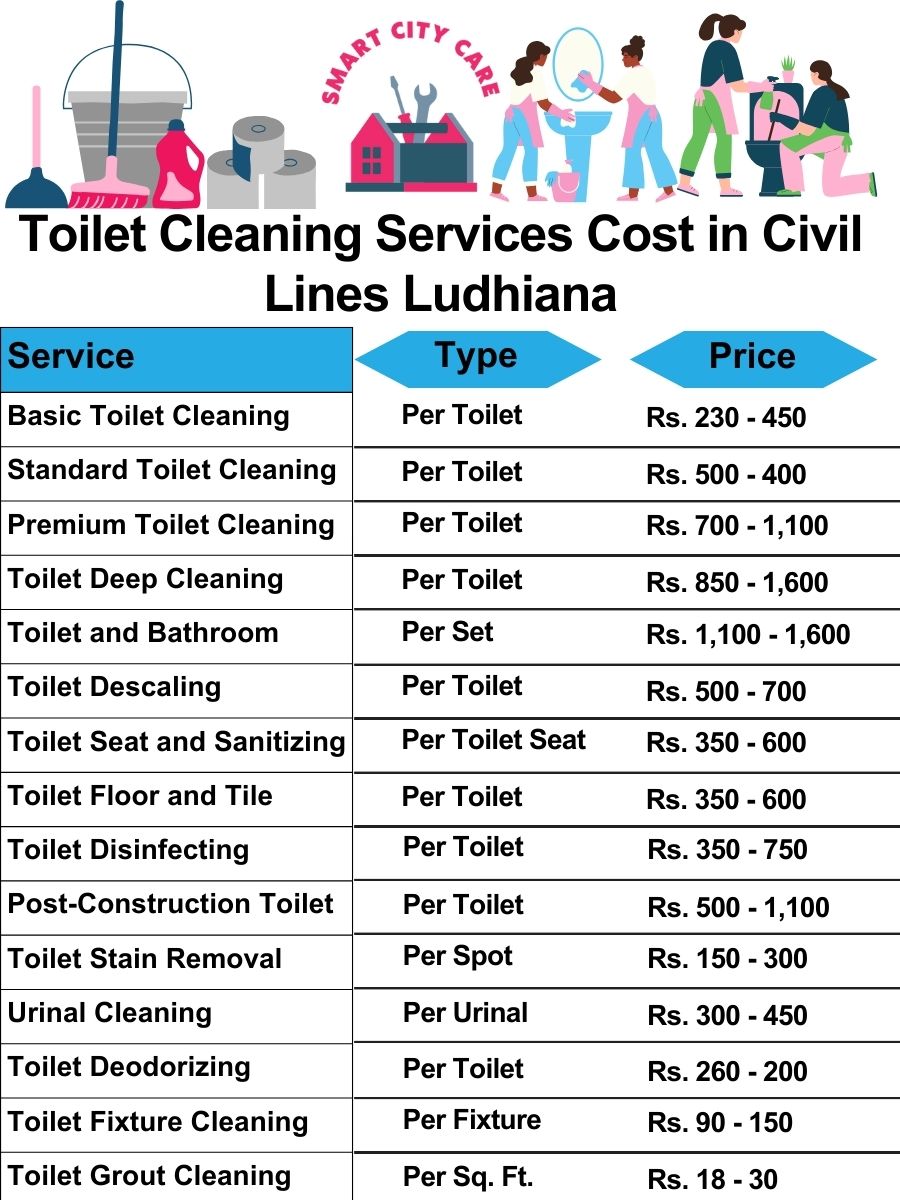 Toilet cleaning services price list in Civil Lines, Ludhiana