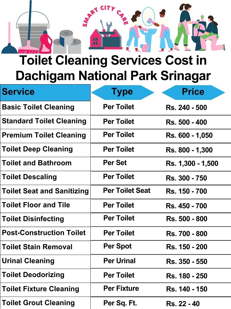 Toilet cleaning services price list in Dachigam National Park, Srinagar