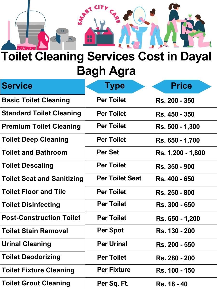 Toilet cleaning services price list in Dayal Bagh, Agra