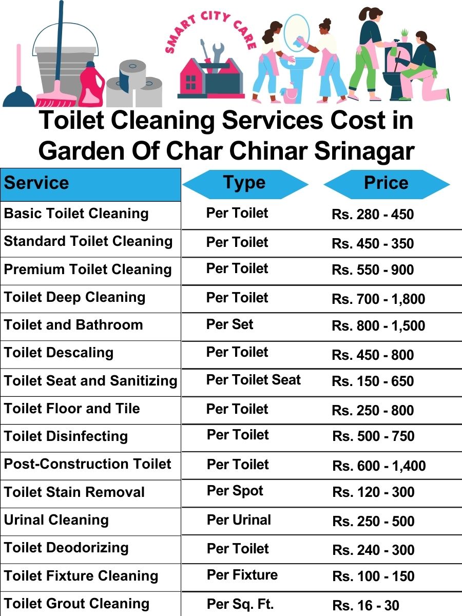 Toilet cleaning services price list in Garden Of Char Chinar, Srinagar