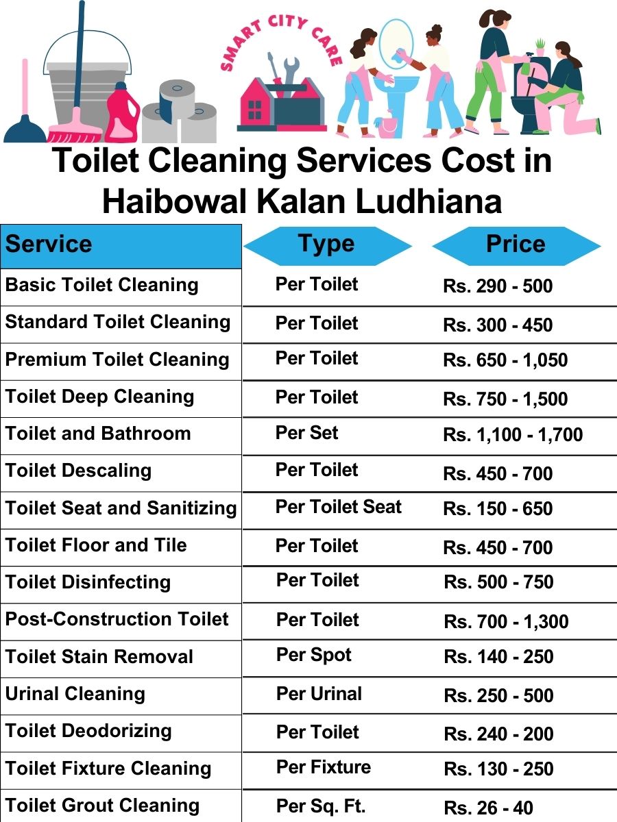 Toilet cleaning services price list in Haibowal Kalan, Ludhiana