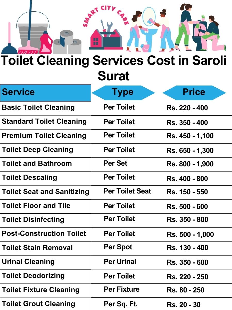 Toilet cleaning services price list in Saroli, Surat