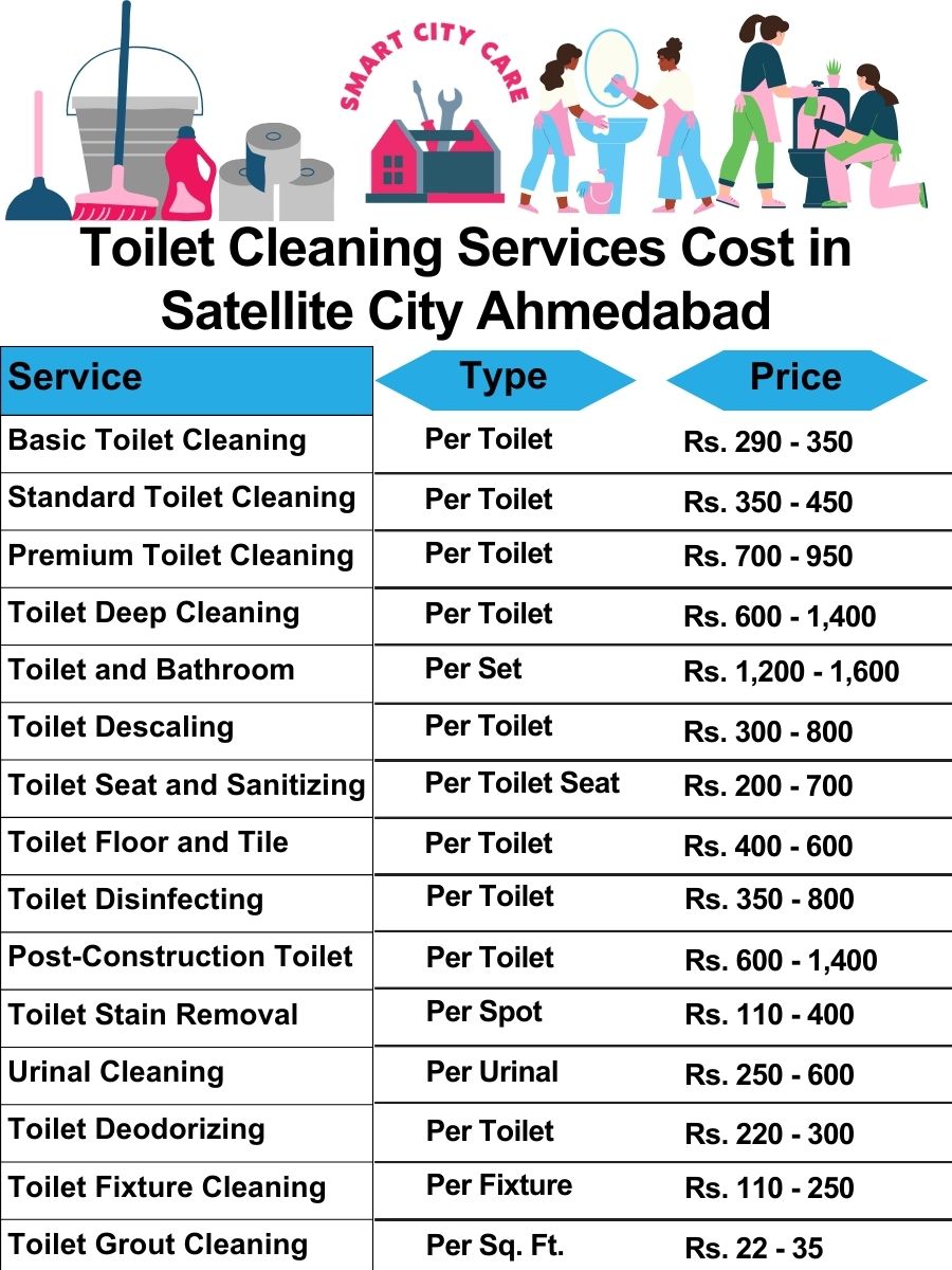 Toilet cleaning services price list in Satellite City, Ahmedabad